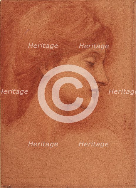 Female Head. Artist: Burne-Jones, Sir Edward Coley (1833-1898)