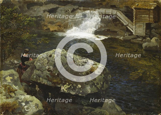 By the Mill Pond, 1850. Creator: Hans Gude.