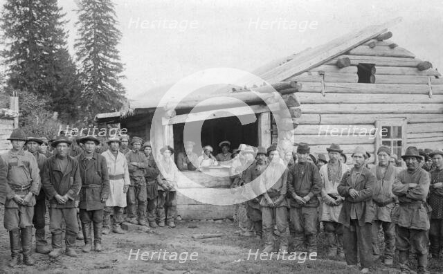 Group of Shoria Man and Members of a Land-Management Expedition, 1913. Creator: GI Ivanov.