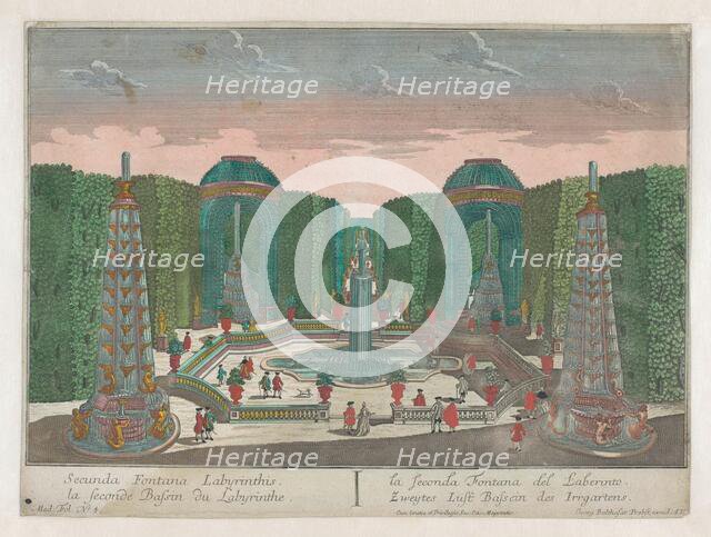View of the second water basin in the labyrinth of a garden, 1742-1801. Creator: Anon.