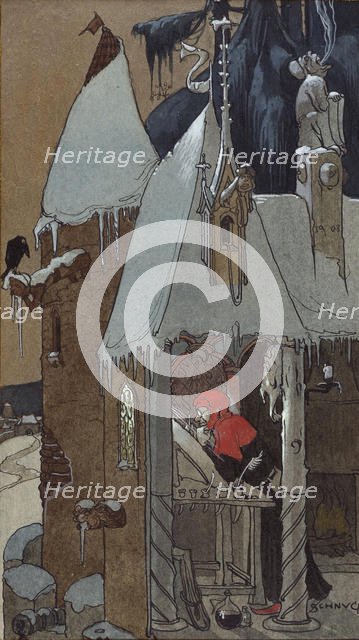 The copyist. Bookplate of Robert Forrer, 1890. Creator: Schnug, Léo (1878-1933).