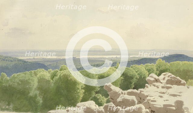 View from the Grauer Stein across the Rheingau region, 1863. Creator: Carl Theodor Reiffenstein.