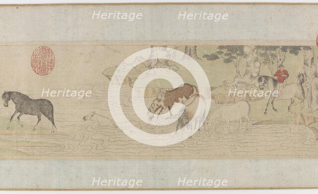 Horses and Grooms Crossing a River, Yuan or early MIng dynasty, 14th century. Creator: Unknown.