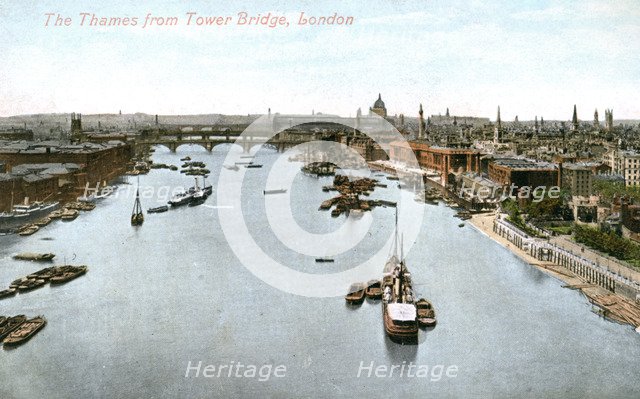 The River Thames, London, early 20th century.Artist: Valentine & Sons Publishing Co