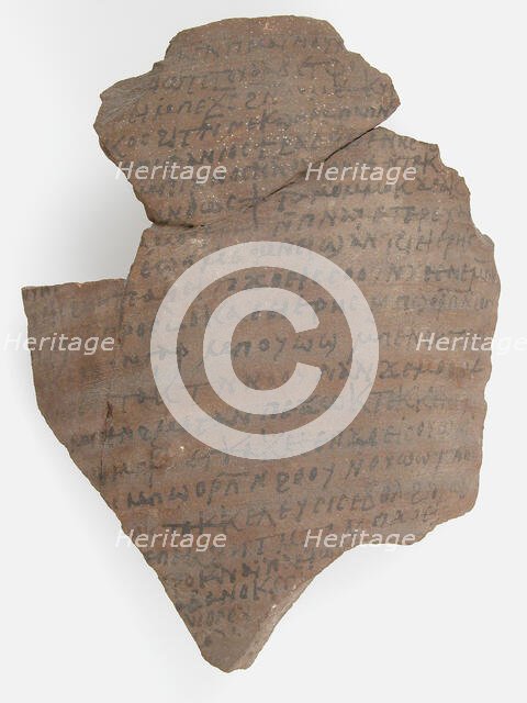 Ostrakon with a Letter from Papnoute and Epiphanius to Cyriacus, Coptic, 600. Creator: Unknown.