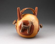 Double Spout Bridge Vessel with Molded Animals Emerging from Sides, A.D. 500/800. Creator: Unknown.