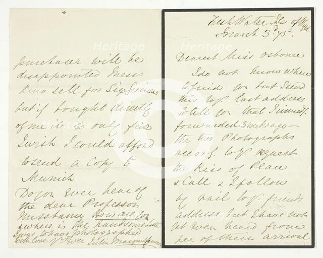 Autograph Letter, March 3, 1875. Creator: Julia Margaret Cameron.