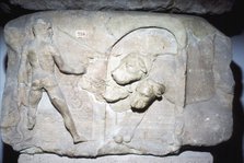 Relief from mausoleum of Hercules chaining Cerberus, c2nd century.  Artist: Unknown.