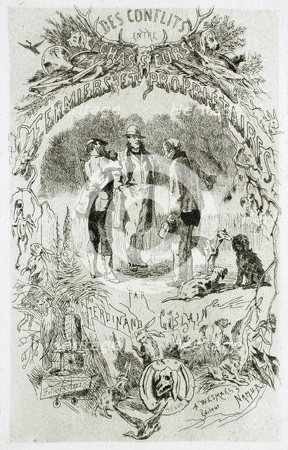 Des Conflits entre chasseurs et propriétaires, 1865. Creator: Félicien Rops.