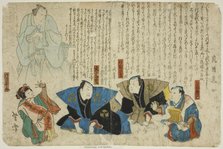 Actors Attending Memorial for Arashi Rikan III, Japan, 1863. Creator: Mori Yoshiyuki.