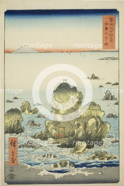 Futami Bay in Ise Province (Ise Futamigaura), from the series "Thirty-six Views of Mount..., 1858. Creator: Ando Hiroshige.
