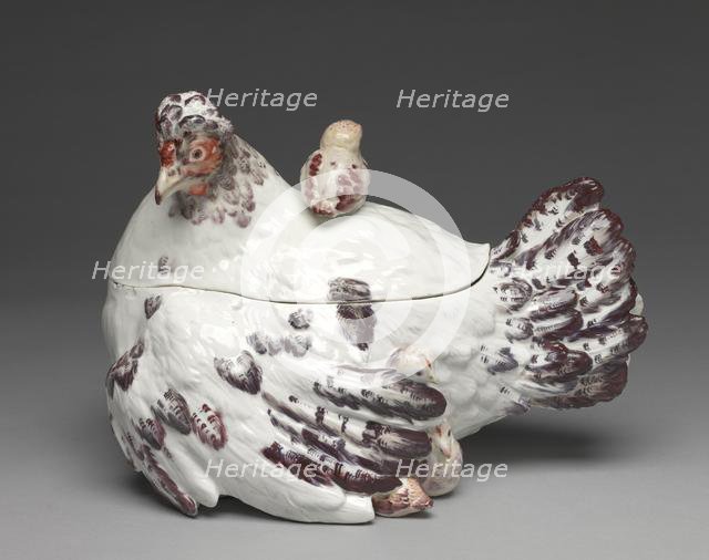 Covered Tureen in Form of a Hen with Chicks, c. 1755. Creator: Chelsea Porcelain Factory (British).