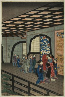 Upper Floor of the Gankiro in Yokohama (Yokohama Gankiro age), 1860. Creator: Utagawa Hiroshige II.