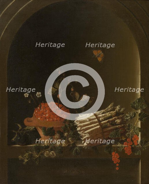 Still Life with Fruit and Asparagus, 1703. Creator: Adriaen Coorte.