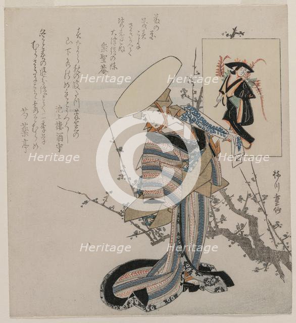 Woman by a Plum Tree Matched with the Wisteria Maiden..., c. early 1830s. Creator: Yanagawa Shigenobu (Japanese, 1787-1832).