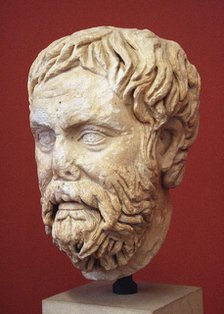 Head of Pyrrho of Elis (Roman copy from a Greek Original), .