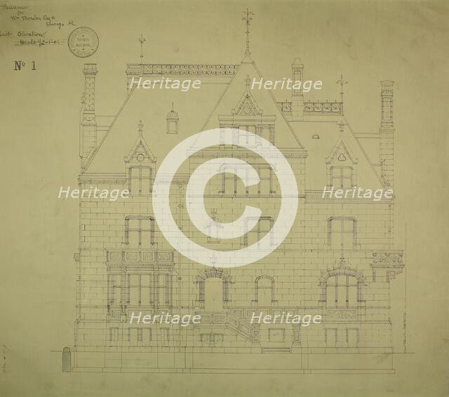 William Borden Residence, Chicago, Illinois, East Elevation, 1885. Creator: Richard Morris Hunt.