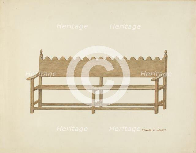 Mission Bench, c. 1936. Creator: Edward Jewett.