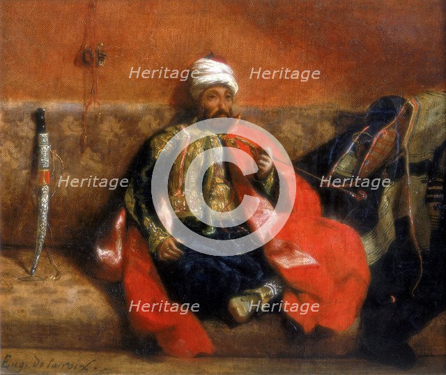 'Turk Sitting Smoking on a Couch', 19th century. Artist: Eugène Delacroix