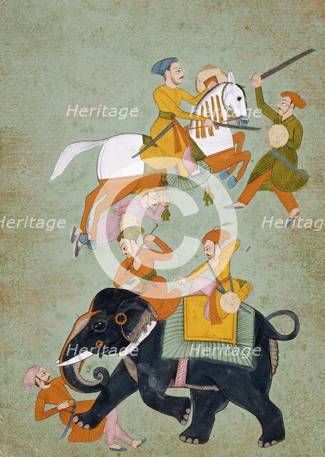 Battle Scene with Elephant, 18th-early 19th century. Creator: Unknown.