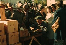 Distributing surplus commodities, St. Johns, Ariz., 1940. Creator: Russell Lee.