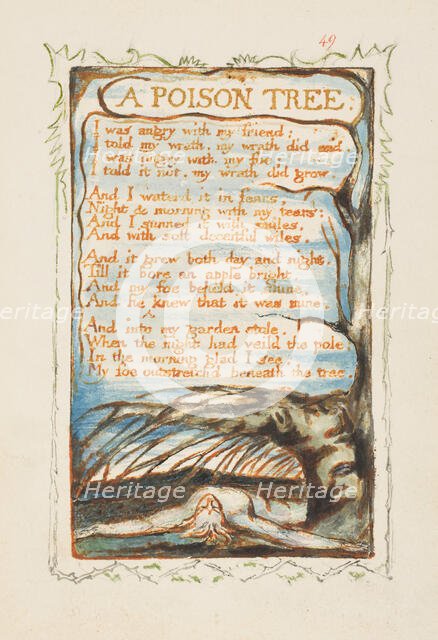 Songs of Innocence and of Experience: A Poison Tree, ca. 1825. Creator: William Blake.