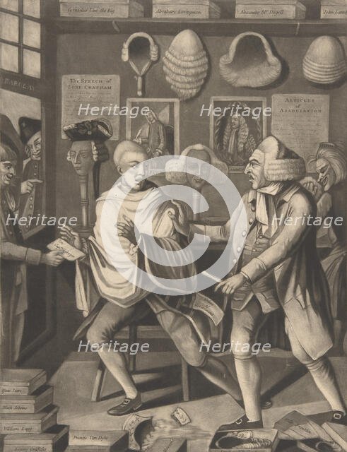 The Patriotick Barber of New York, or the Captain in the Suds, February 14, 1775. Creator: Attributed to Philip Dawe.