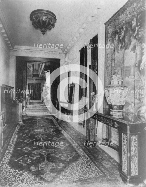 Hallway, with Oriental urn at right, in home of Edmund Cogswell... Greenwich, Connecticut, 1908. Creator: Frances Benjamin Johnston.
