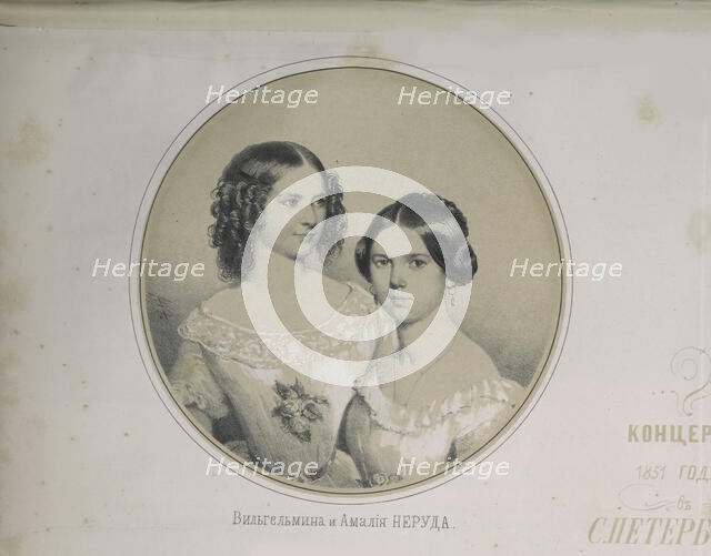 Portrait of Wilhelmine (1839-1911) and Amalie Neruda (1834-1890), 1851. Creator: Timm, Wassili (George Wilhelm) (1820-1895).