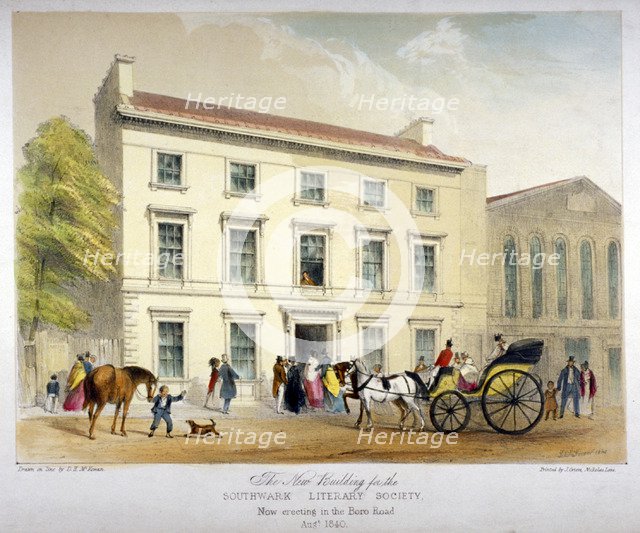 Literary Society building on Borough Road, Southwark, London, 1840.          Artist: D McKewan