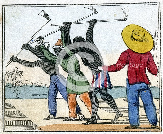 'Negroes Holing the Cane-Field', 1826. Artist: Unknown