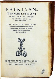 Tractatus de assecurationibus - the first systematic Treatise upon Insurance, 1552. Creator: Historic Object.