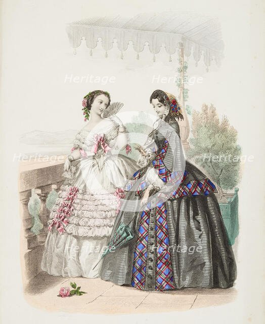 Fashion plate - Journal des Demoiselles VIII, 1857. Creator: Gilquin & Dupain.