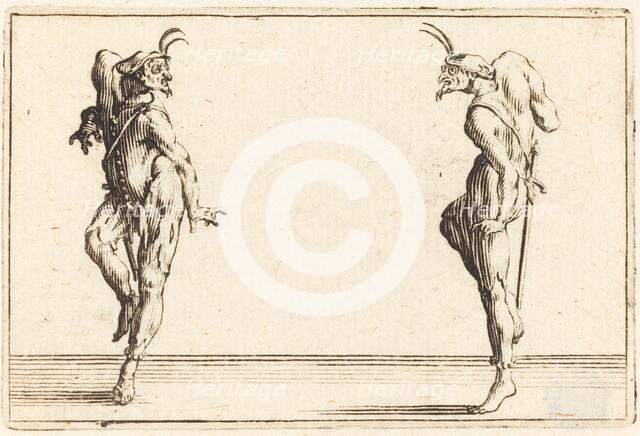 Two Pantaloons Dancing, c. 1622. Creator: Jacques Callot.