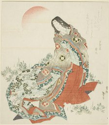 Court lady standing amidst pines, Japan, c. 1823. Creator: Katsushika Taito.