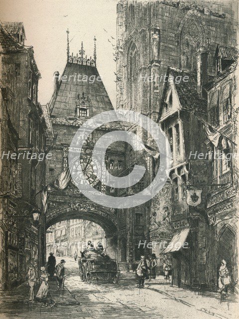 La Grosse Horloge, Rouen, c19th century. (1925). Artist: William Renison