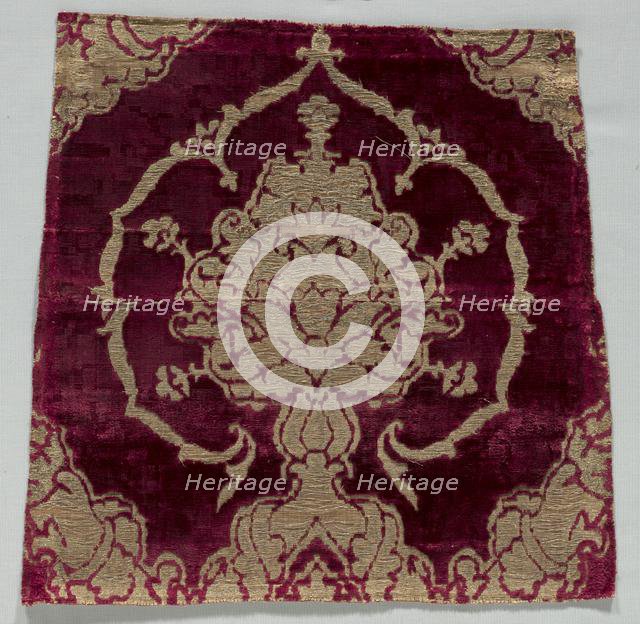 Velvet Fragment, 1400s. Creator: Unknown.