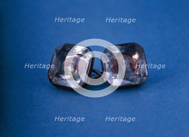 Cufflinks set with portraits of Bonnie Prince Charlie and Louise of Stolberg, late 18th century; Artist: Unknown