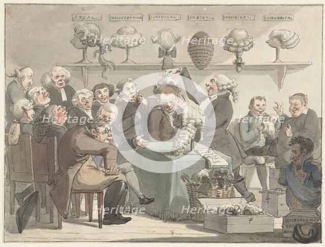 Men trying on wigs, 1800-1805.  Creator: Jacob Smies.