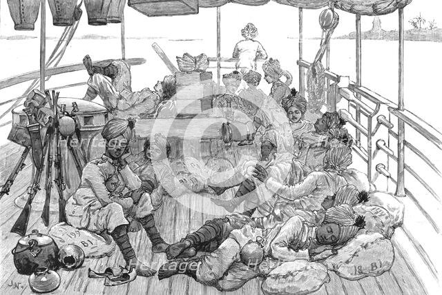 'With Lord Dufferin in Burma - The Advance Guard on board the 'Sir William Peel'', 1886.  Creator: Unknown.