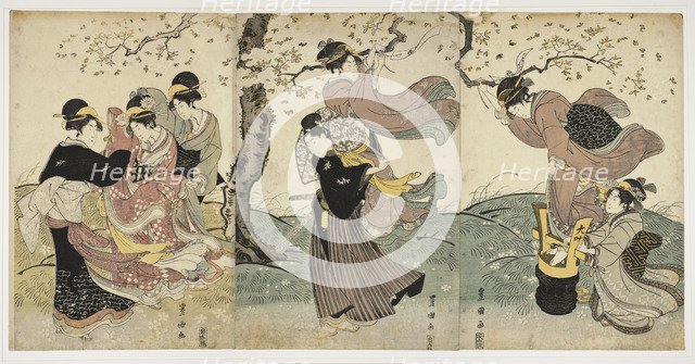 Flowers in the Wind, c. 1797-1800. Artist: Toyokuni, Utagawa (1769-1825)