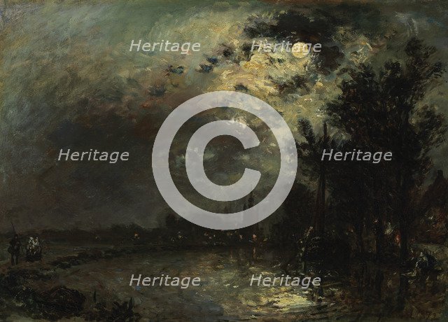 View on Overschie in Moonlight, 1872. Artist: Jongkind, Johan Barthold (1819-1891)