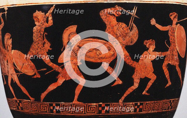 Amazonomachy (Battle of Greeks against Amazons). Lekythos, ca 420-410 BC. Creator: Eretria Painter (active final quarter of the 5th cen. BC.).