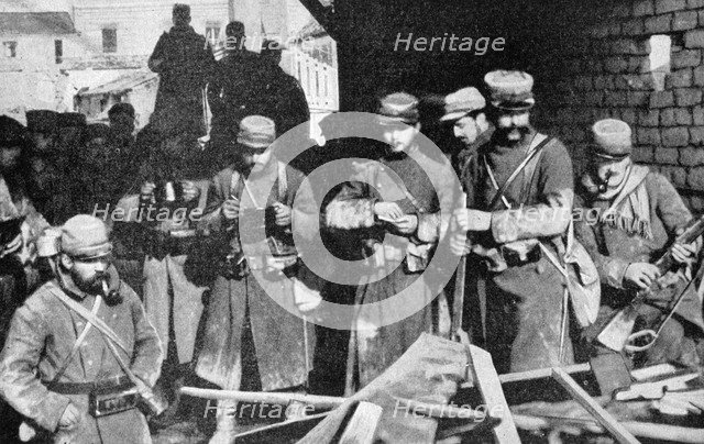 French soldiers at rest in Champagne, France, World War I, 1915. Artist: Unknown