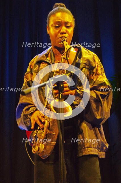 Camilla George Quartet, New Generation Jazz Festival Roadshow, Shoreham by Sea, W Sussex, Feb 2023. Creator: Brian O'Connor.