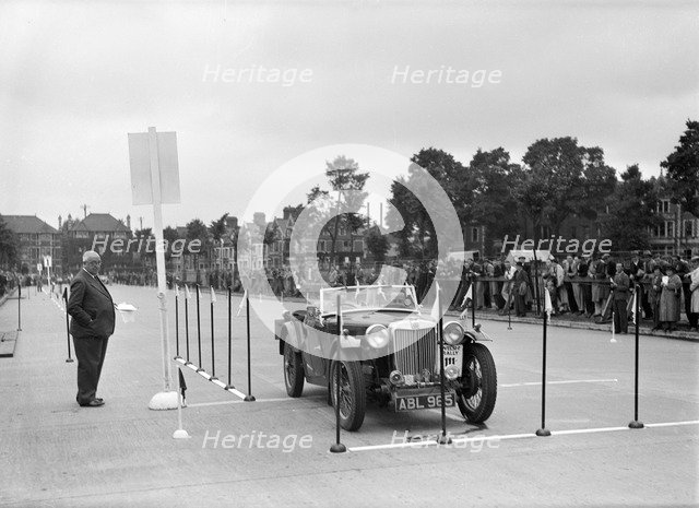 MG TA of Archie Langley of the Musketeers team at the South Wales Auto Club Welsh Rally, 1937 Artist: Bill Brunell.