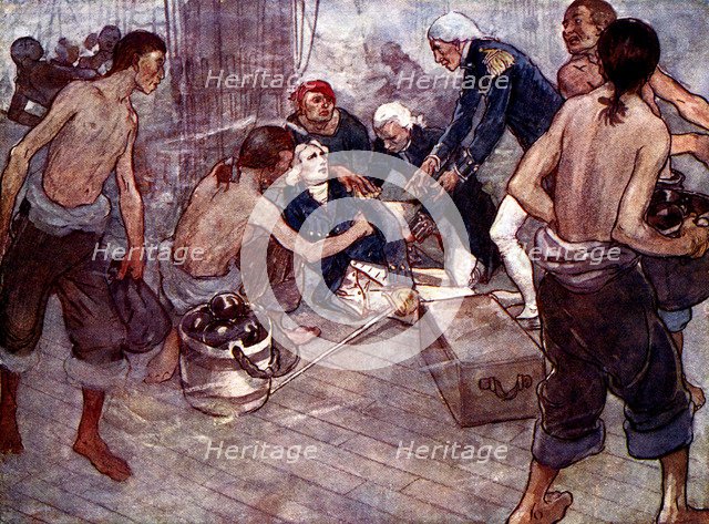 'They have done for me at last, Hardy, said Nelson', 1805, (1905).Artist: A S Forrest