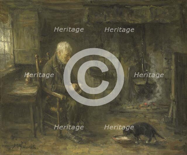 Interior of a Peasant Hut, c.1882. Creator: Jozef Israels.