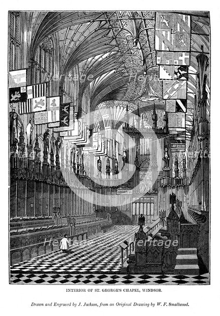 Interior of St George's Chapel, Windsor, 1843. Artist: J Jackson