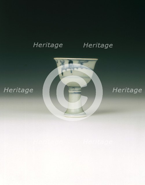 Blue and white stem cup, China, 1465-1487. Artist: Unknown